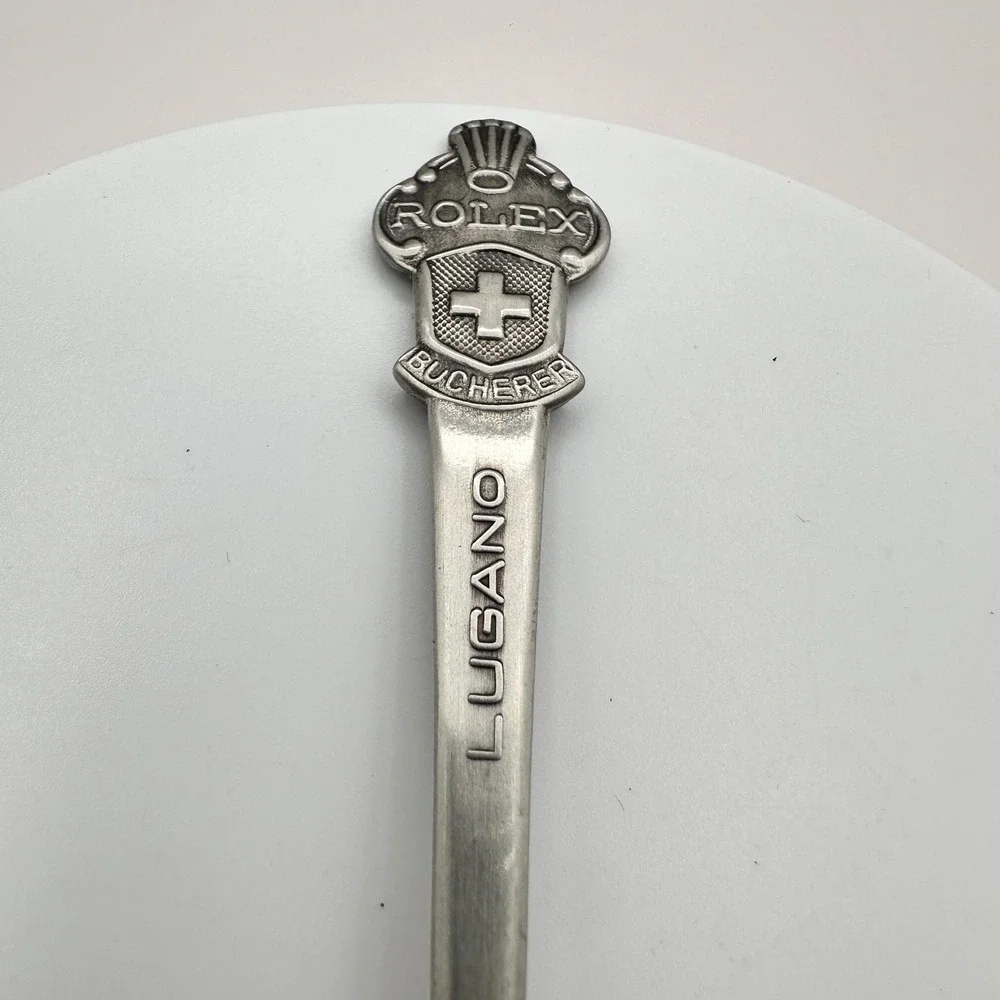 Vintage‎ 90s Rolex Bucherer Lugano Souvenir Spoon Silver Tone Collector